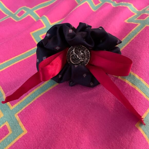 Jewelry - Vintage Recycled Dragon Brooch with Red Ribbon